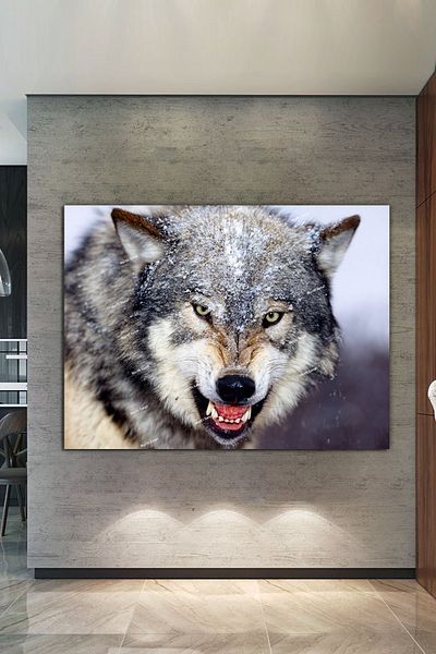 Morfil Sanat Atölyesi Διακοσμητικός πίνακας σε καμβά Wolf Animal World 100x70