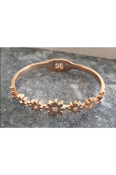 MONCHİCHİ Çelik Taşlı Çivi Kelepçe Bayan Çelik Bileklik