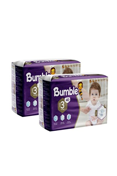 Bumble مقاس 3 (4-9) كجم حفاضات أطفال متوسطة الحجم عبوة صديقة للبيئة 80 لتر