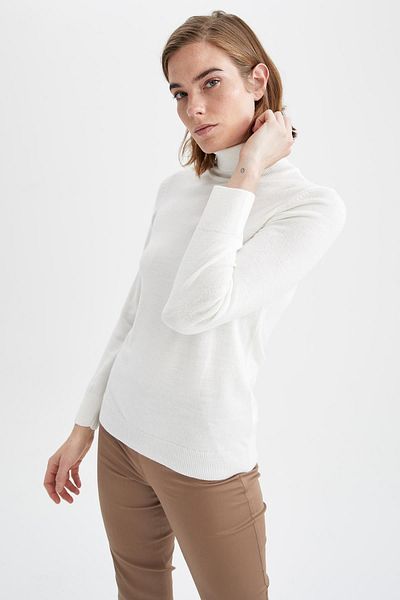 DeFacto Pulover de bază cu gât țesut din cașmir Texturat Extra Soft Relax Fit Knitwear