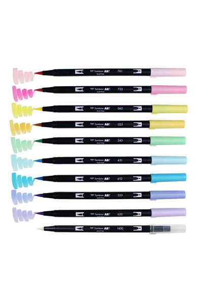 Tombow Abt Dual Brush Pen Graphic Pen Set of 10 - Pastel Colors Old