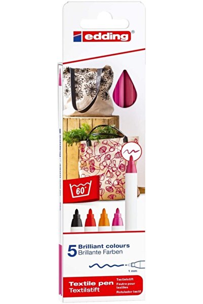 Edding Kumaş Boyama Kalemi 5'li Kutu Sıcak Renkler 4600