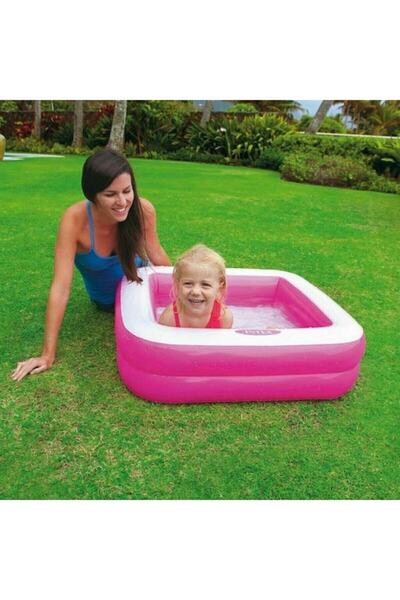 Intex Ne Güzel Pembe Mini Kare Şişme Taban Havuz 86 X 86 X 25 Cm