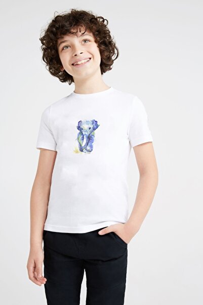 QIVI Unisex dečije belo Štampano T-shirt