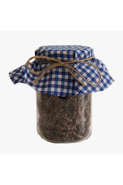 Çizgikare Blue Gingham Fabric Jar Lid (16 CM) - Price is for 10 Pieces