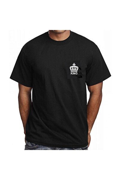 HediyeMania Tricou Black King King Crown Chest Coat of Arms cu imprimeu din b...