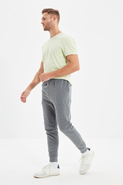 Trendyol Collection antracitové fleece/teplé tepláky - Regular Fit TMNAW21EA0264