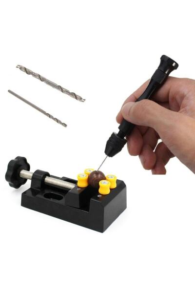 Depolife Mini Çok Amaçlı Detay Çalışma Mengenesi 57 Mm Ve Mekanik El Matkabı Seti 4.6mm 2 Li Matkap Ucu Set