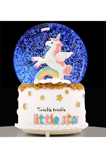 Lapidaria Unicorn Atlı Kar Küresi Büyük Boy Işıklı Püskürtmeli Müzikli