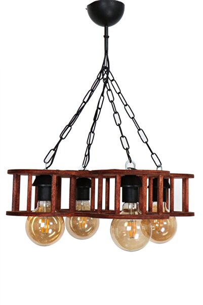 Aysem Wood Ahşap Avize Rustik Dekoratif Otantik- Salon Otel Cafe Aydınlatma