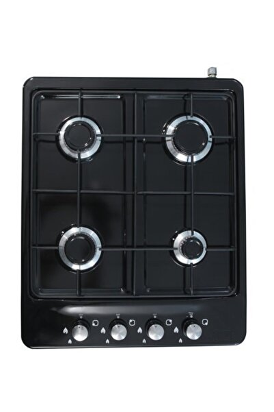 ERATO 4 Gözlü Set Üstü Ocak Doğalgaz Uyumlu Siyah Üstten Düğmeli Siyah