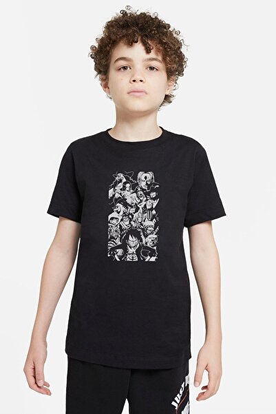 QIVI Unisex dečija crna anime majica Monkey D Luffy Štampano