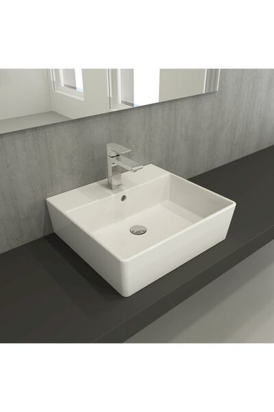 Bocchi Milano Lavabo 50 Cm Parlak Beyaz 1216-062-0126 Sifon Kapak Hariç