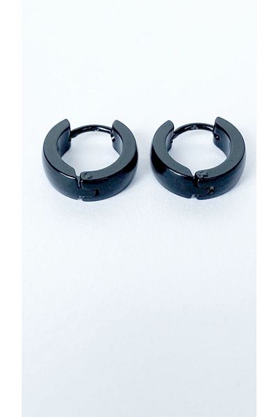 axexuar Black Color Curved Hoop Steel Earrings