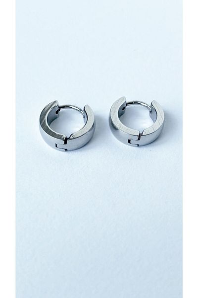 axexuar Silver Color Curved Hoop Earrings