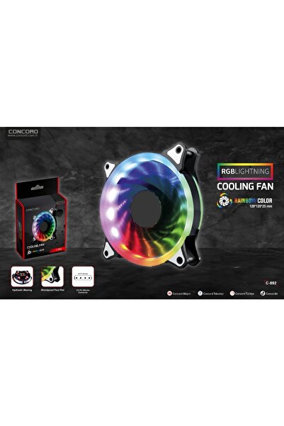 Concord C-892 Rgb Rainbow Color 12cm Soğutucu Fan