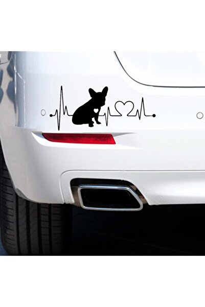 TSC Fransız Bulldog Kalp Atışı Araba Sticker Yapıştırmasu 30 Cm