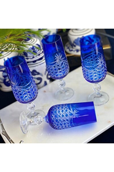 Lemm Home Ottoman Flute Kobalt 6lı Kristal Kahveyanı Kadeh