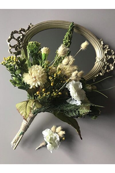 Atacopycenter Karanfil Kuru Çiçek Gelin Buketi & Damat Yaka Çiçeği