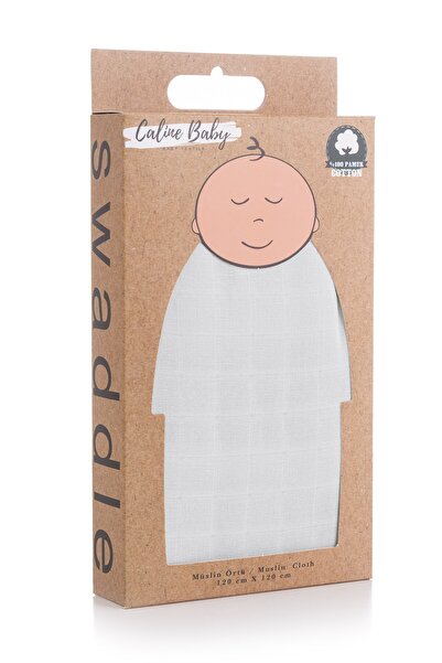 Caline Baby غطاء قماش موسلين لون سادة - نعناعي 120x120 سم + 4 مناديل للفم