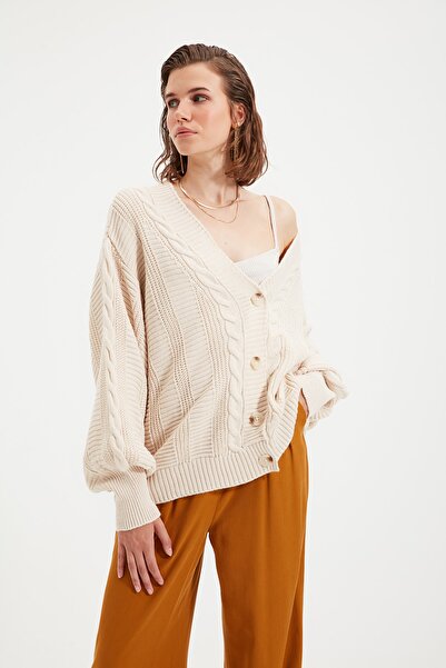 Trendyol Collection Wide Fit Stone Strick-Cardigan – TWOAW22HI0176