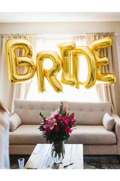 MERİ PARTİ Brıde Harf Set Gold Bekarlığa Veda Balon 75 Cm Helyum Uyumlu