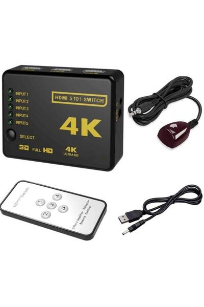Alfais 4775 Hdmi Switch 5 Port Çoklayıcı Kumandalı 4k Ultra Hd Destekli Switch
