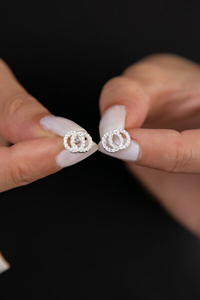 Elika Silver Kadın Iç Içe Halka Model 925 Ayar Gümüş Küpe