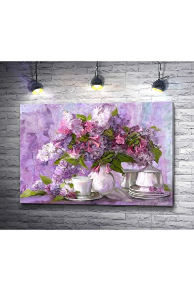 Piri Kanvas Tablo Vazoda Mor Çiçekler Kanvas Tablo