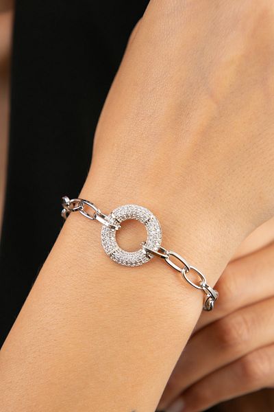 Elika Silver Women's Ring Model Chain Bracelet