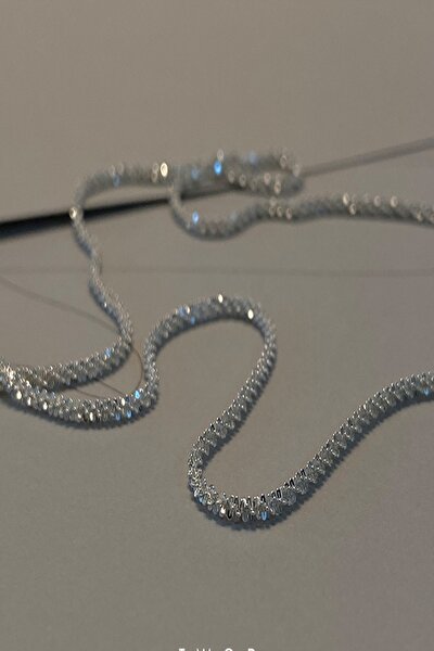 DEMOKAN Kadın Elmas Halat Zincir Çelik Kolye