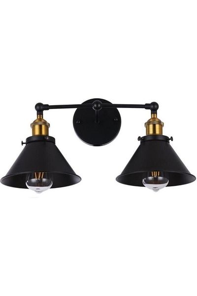 RİOLİGHT Retro Rustic Double Movable Headboard Antique Lampholder Articulated 2xe27 Lampholder Metal Wall Sconce