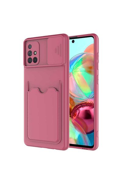 zore حافظة جلدية لهاتف Galaxy A71 مع حامل بطاقة وحماية للكاميرا من السيليكون