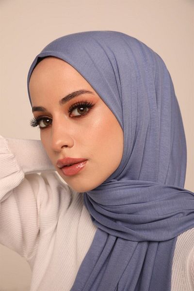 ArdenShop Women's Blue Premium Plain Cotton Combed Shawl