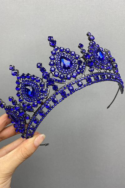 Hobigram Ahu Model Saks Blue Henna و Bridal Crown - تصميم خاص، إكسسوار، إنتاج عالي الجودة، طراز مذهل