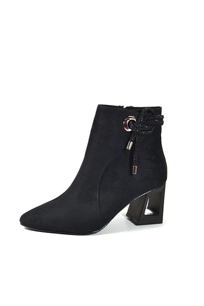 Beety 1305 Rochie de seara cu toc din piele întoarsă neagră/Ghete de damă clasice