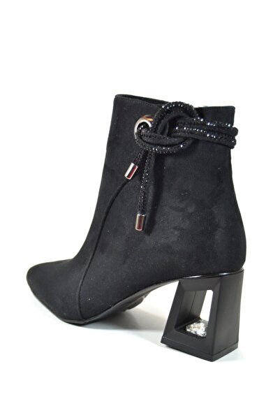 Beety 1305 Siyah Süet Topuklu Abiye/klasik Kadın Bot