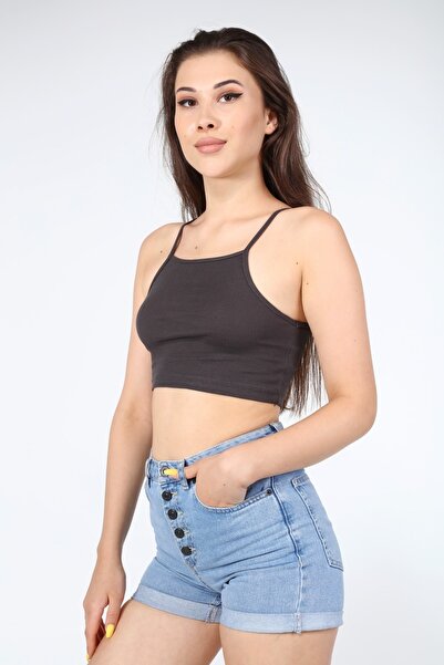 AFŞAR MODA Women's Rope Strap Crop Blouse