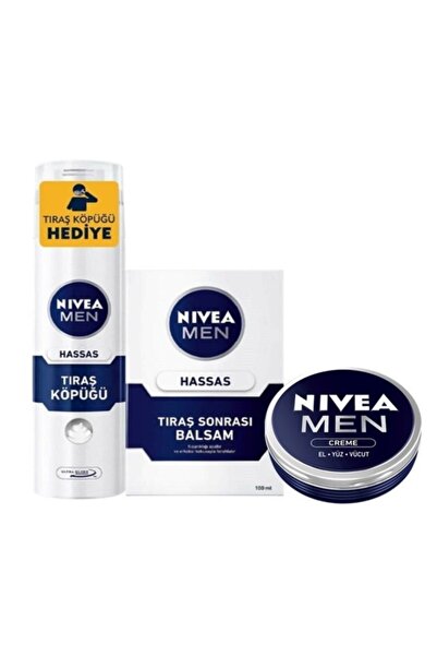 NIVEA Men Hassas Tıraş Köpüğü 200 ml +tıraş Sonrası Balsam 100 Ml + Men El Yü...