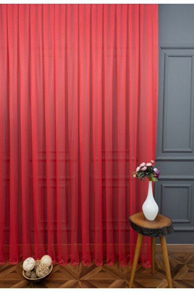 Esse Home Düz Kırmızı Tül Perde, 300x250, Sık Pile, 1/3