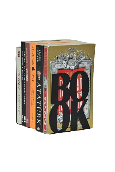 uberKraft Book Written Wooden Book Support - Book Holder - Home and Office Decorative Accessory (Set of 2) Black