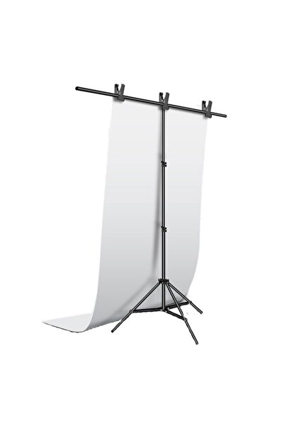 FototekFotograf 150x200cm Beyaz Pvc Fon 160x240cm T Stand Kit Stüdyo Çekim Seti White Fund Kit