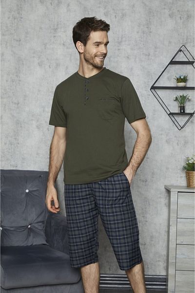 KLY 7521 Ανδρική φόρμα πιτζάμα με μισό μανίκι Navy Blue