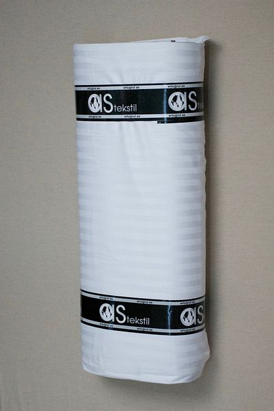 AS TEKSTİL White Striped Cotton Satin Luxury - 1 Meter
