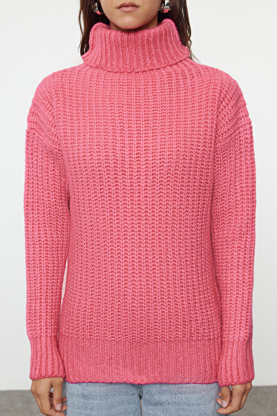 Trendyol Collection Πλεκτό πουλόβερ φούξια με φαρδιά εφαρμογή - TWOAW25KZ00057