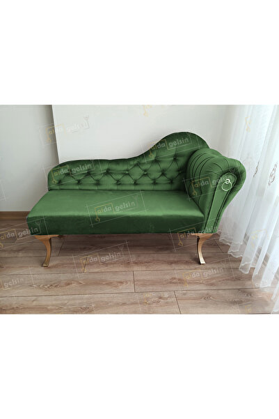 aldagelsin Ters Kol Dekoratif Bihter Koltuk Josefin Puf 120 cm Gold Ayak