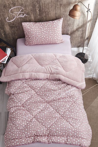 MARLA HOME Single Star Patterned Welsoft Quilt Set - Double Sided Blanket Fluffy Soft