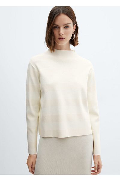 MANGO Woman Svetr Perkins Collar Cut