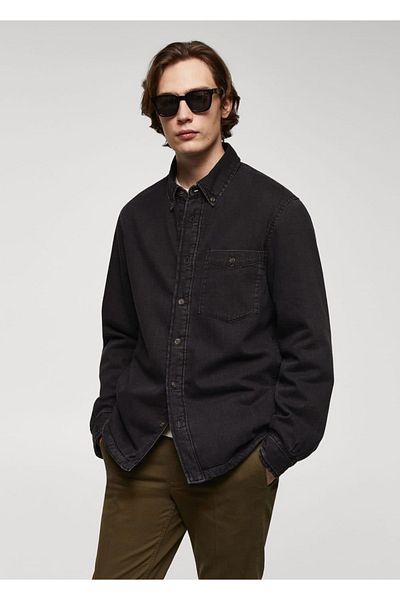 MANGO Man Quilted Denim Shirt Jacket