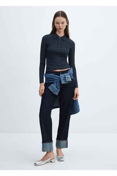 MANGO Woman Zippered Collar Sweater